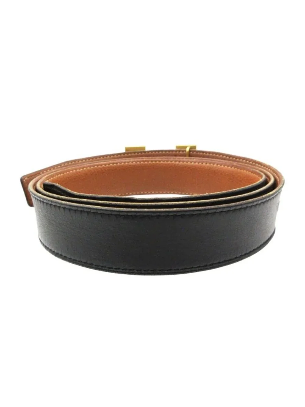 Hermes Belt Constance Reversible Logo Buckle Gold Black 95